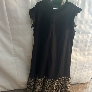 Black and Leopard Print Women's Dress